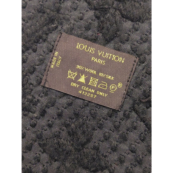 Louis Vuitton LV Monogram Logomania Black-on-Black Scarf Pre-Owned $635 - Picture 10 of 10